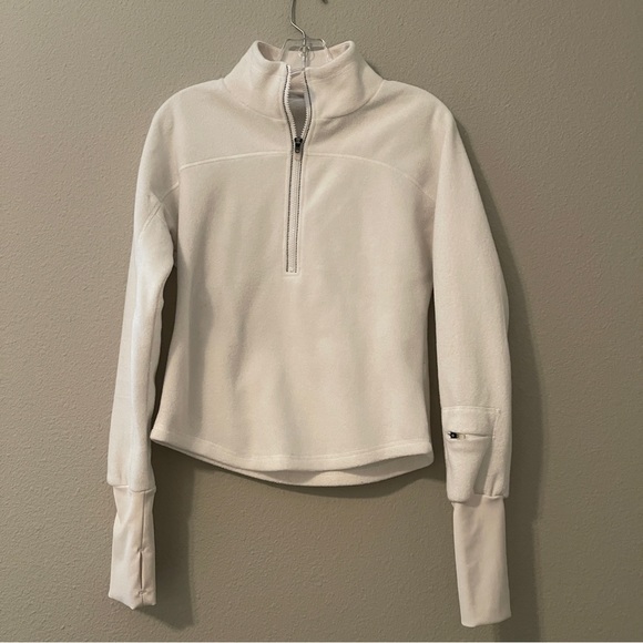 Free People Movement Great Heights Fleece White Workout Pullover - Picture 1 of 7